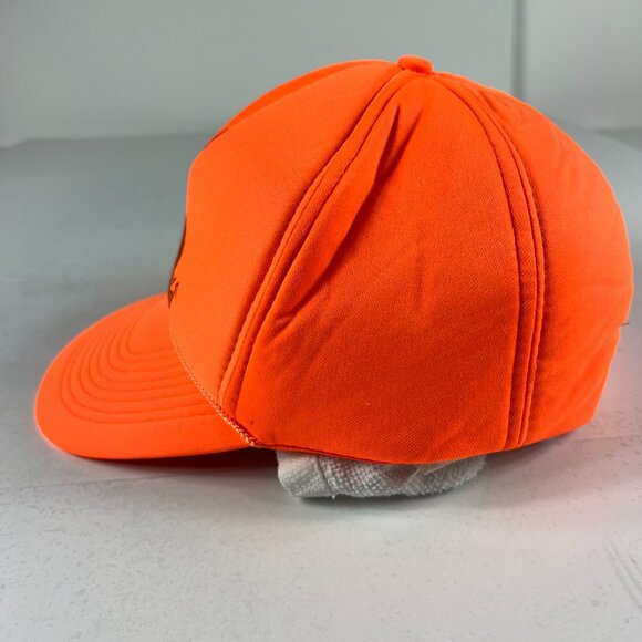 Vintage 90s/80s Deer Hunting Rope Adjustable Snap Back Hat Orange Faded Cap - Picture 5 of 12